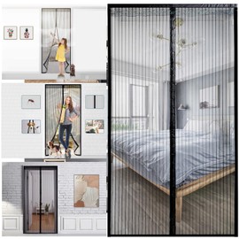 BLUEQUE Mosquitero Magnético, Mosquitero para puerta, Cortina antimosquitos, pantalla magnética malla, protección contra insectos, pega con la cinta de montaje del marco, 100 * 210 cm