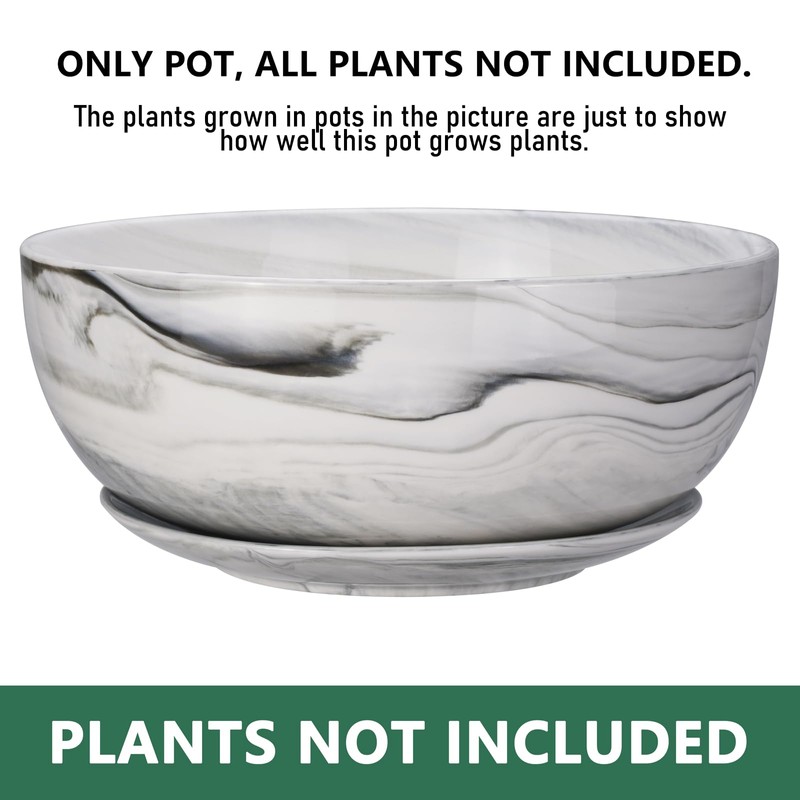 G EPGardening 10Inch Large Planter Marble Pattern Ceramic Succulent Planter