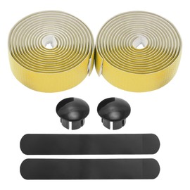 BULLSPANN 1 Pair Bicycle Handlebar Tapes, Non-Slip and Shock Absorbing Handlebar Tape for Road Bike, Carbon Fiber Pattern Grip Tape for MTB, 216 x 3 cm, Thickness 3 mm, Yellow