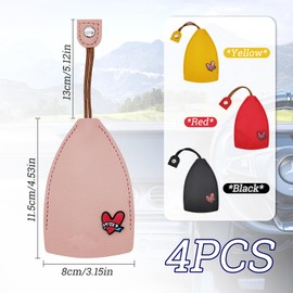 AdiStylinno 4 Pcs Car Key Cases, Cute Creative Pull Out Key Case Portable PU Leather Key Pouch with Rope and Snap-Fastener (Style 3)