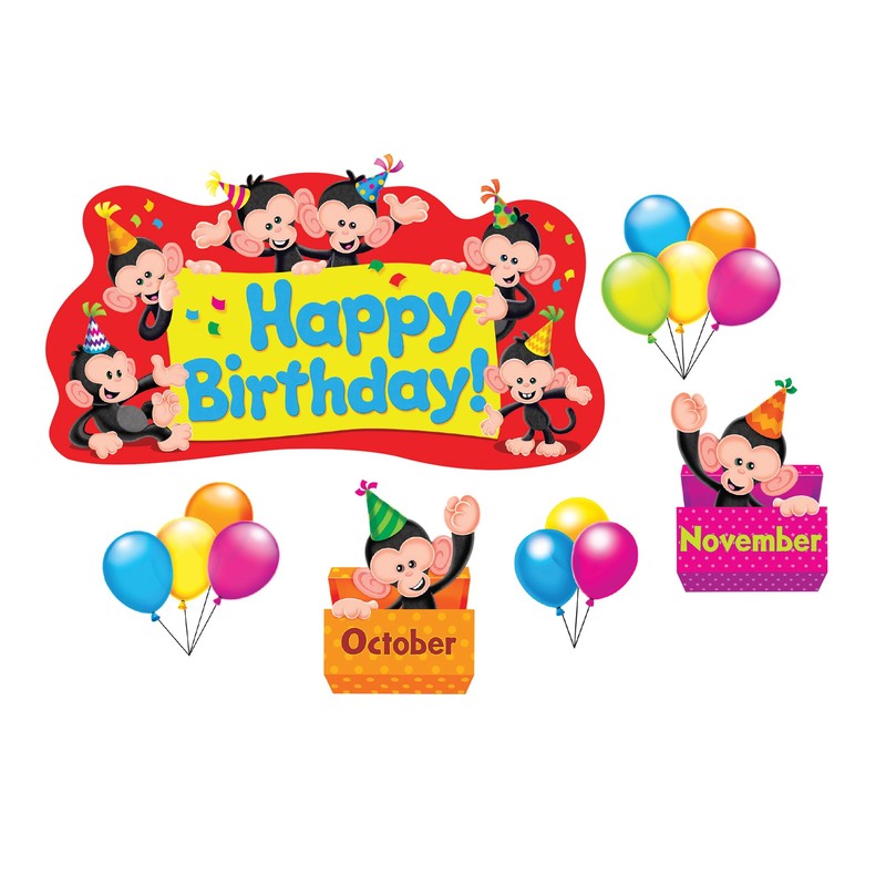 Trend Monkey Mischief Birthday Bulletin Board Set, Classroom Decor