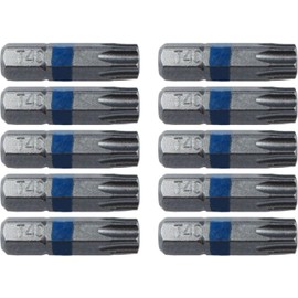 T40 (T-40) Torx/Star Driver Bit - Color Coded T40 x 1" Torx/Star Drive Bit for Screws and Fasteners Requiring T40 (T-40) Size Bits (10 PACK)