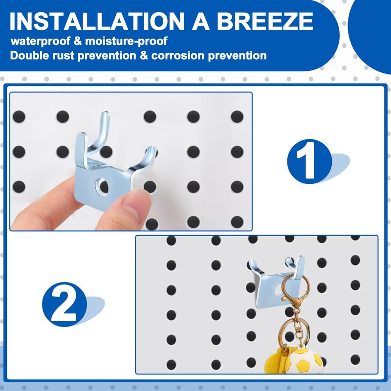 Tandefio Pegboard Hooks Metal Prong Hook Peg Board for Hanging