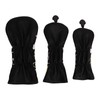 BORDSTRACT 3PCS Golf Head Cover, Trefoil Pattern PU Leather Golf