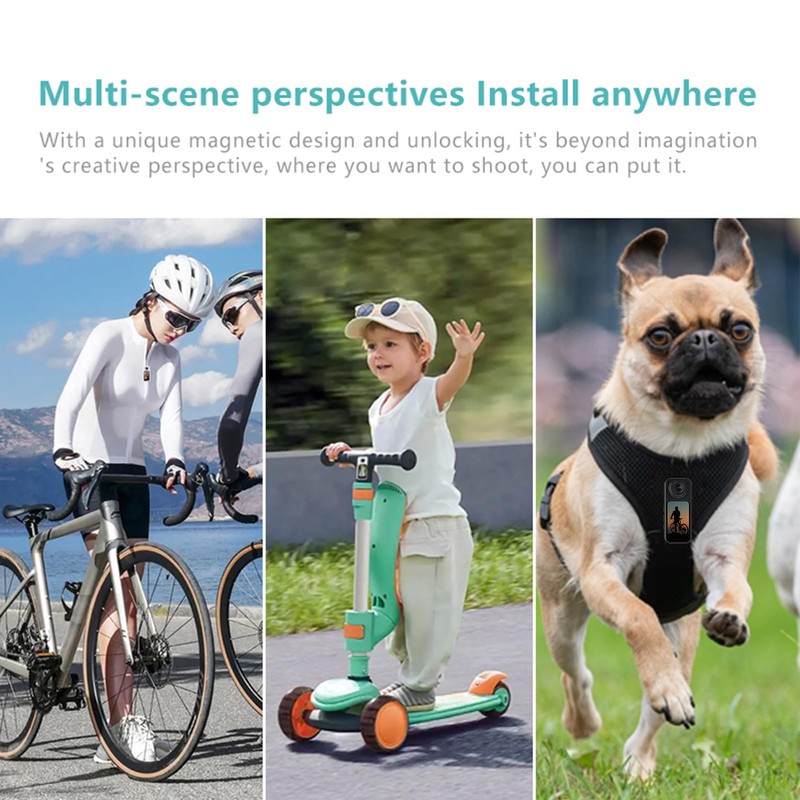 1.47 Inch 2.7K 180 Action Camera, 2.7K POV Recording, Magnetic
