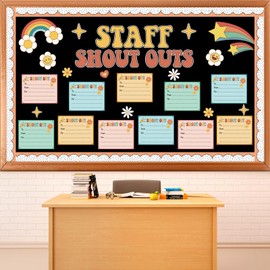 Boho Hippie Staff Shout Outs Bulletin Board Decorations Groovy Retro Staff Shout Outs Bulletin Board Set Appreciation and Recognition DIY Craft Cutouts for Back to School Classroom Decor Supplies
