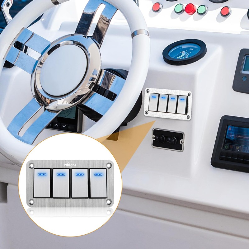 Nilight 4 Gang Rocker Switch Panel 3 Pin On Off
