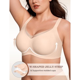 LetsJoli Lace V Seamless Bras for Women No Underwire Bralettes Push Up Wireless Supportive Full Coverage Everyday Bras Skin