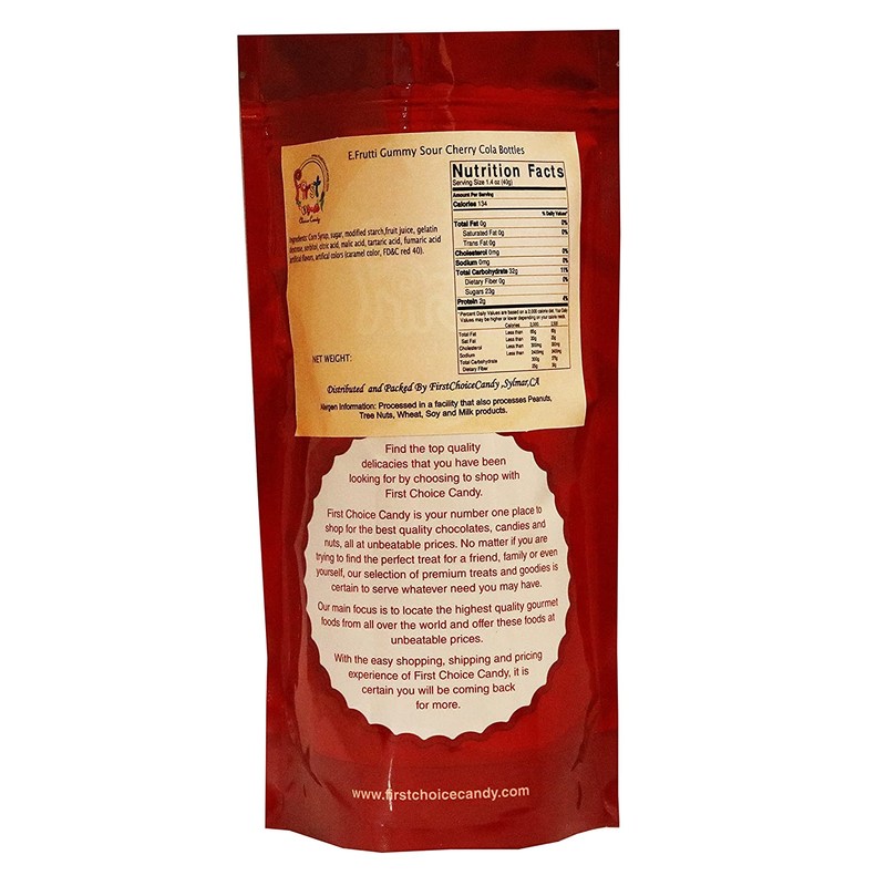 FirstChoiceCandy Gummy Sour Cherry Cola Bottles 2 Pound Resealable Bag