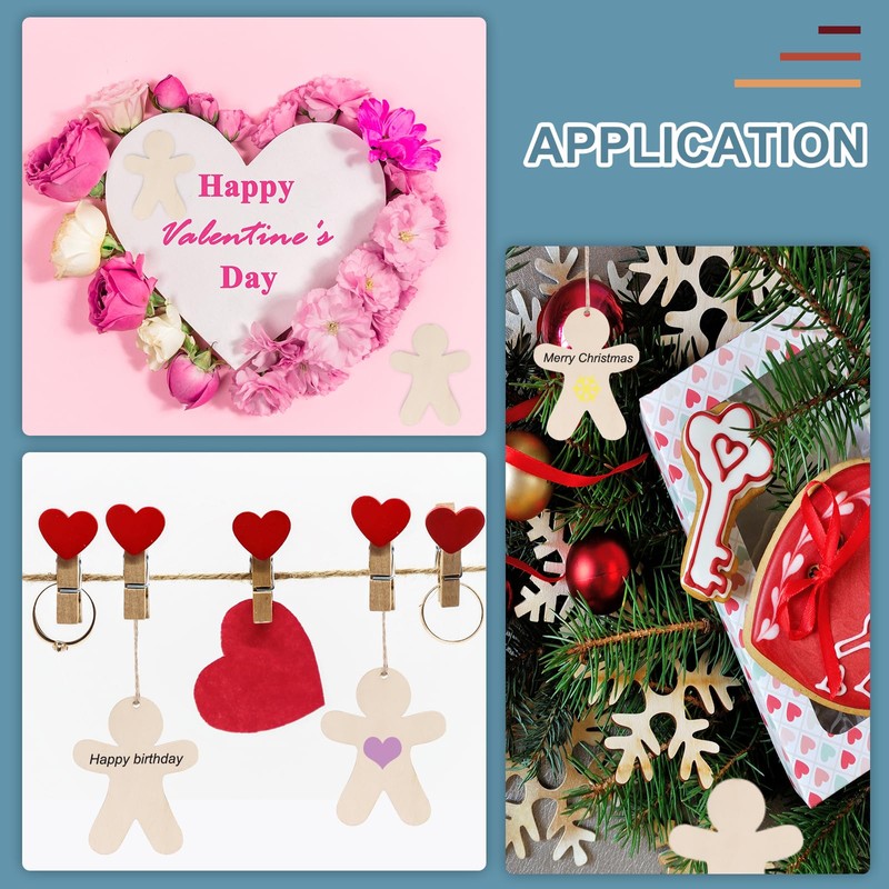 PATIKIL 4" Height Natural Wooden People Cutouts, 22Pcs Blank Female