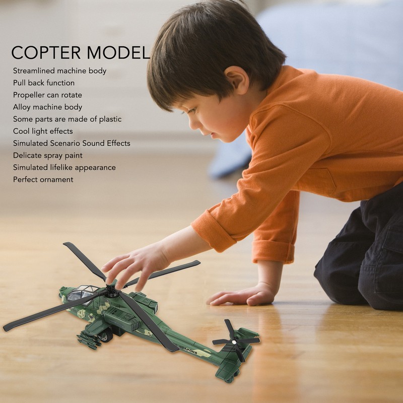 Alloy Copter Model Simulated Lifelike Diecast Pull Back Sound Light