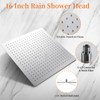 Derpras 16 Inch Square Rain Shower Head, 304 Stainless Steel,