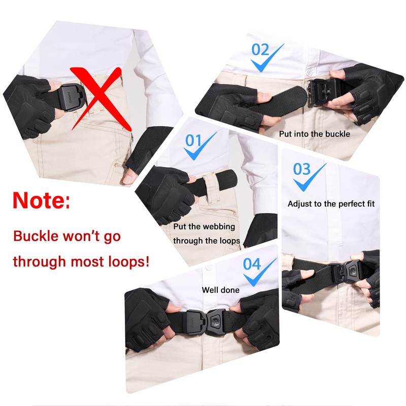 JUKMO Quick Release Tactical Belt Military Hiking 3.8 cm Work