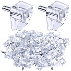 PAGOW 3mm 1/8 Inch Shelf Support Peg, Clear Cabinet Shelf Holders Pins, Metal & Plastic Replacement Pegs for 1/8 inch Holes (Pack of 40) Locking Pins
