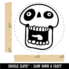Laughing Silly Cartoon Skull Bones Character Rubber Stamp for Stamping Crafting Planners - 1/2 Inch Mini