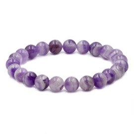 AD Beads Natural Gemstone Round Beads Stretch Bracelet Healing Reiki 8mm (Teeth Amethyst)