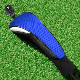 FINGER TEN Golf Club Head Covers Woods Hybrids 1/2/3/4 Pack, Headcovers Men Women 3 5 7 X with Interchangeable Number Tag, Fit All Wood Hybrid Clubs (1 Pack-Blue Hybrid Cover)