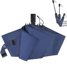 Jexmigo Umbrella Windproof Strong – Ultra Lightweight 315g（11oz）, Rain & UV Sun with UPF50+ Protection,Auto Open & Close Compact Umbrella,Easy to Carry, Fits Trave,Car & Backpack，Women&Men Navy Blue