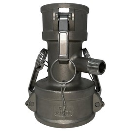 Gloxco Camlock Fitting, Type DD with 1/2" Pipe Tap, Stainless Steel, 3" Female Camlock Coupler x 2" Female Camlock Coupler, (CAM-3020-DDPT05-SS)