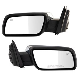 TRQ Driver & Passenger Side Mirror Set with Heat with Puddle Light Compatible with 2009-2012 Ford Flex FO1320360 FO1321360