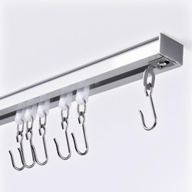 FELIDESIGN Curtain Track, Ceiling Curtain Track, Ceiling Track for Curtains, Room Divider Curtain Rods, Curtain Track Ceiling Mount, Curtain Track Rail Set with Roller Hooks (White, 12ft - 18ft)