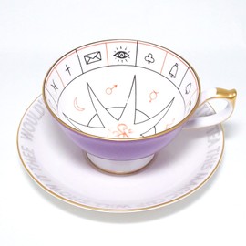 Aynsley NLRS00002C Nellos Fortunetelling Tea Cup & Saucer, Approx. 7.8 fl oz (200 ml), Violet