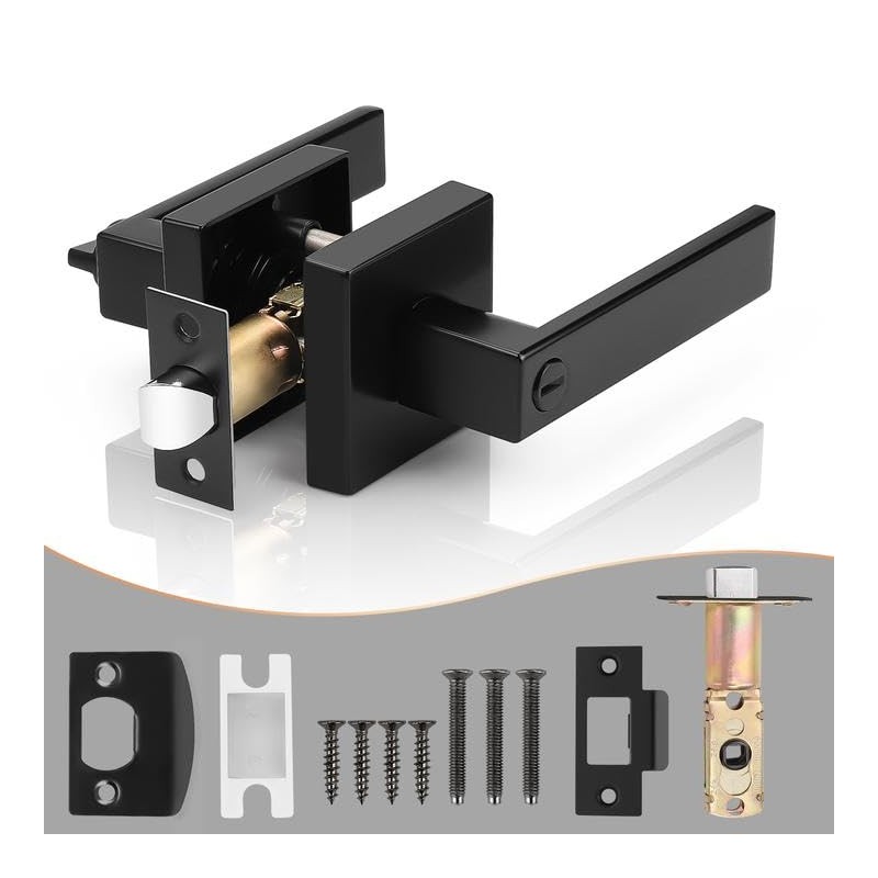 Probrico 6 Pack Square Privacy Door Levers Black Privacy Door