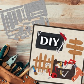 GLOBLELAND 1Set Toolboxes Cutting Dies Metal Labor Tools Fence Die Cuts Embossing Stencils Template for Paper Card Making Decoration DIY Scrapbooking Album Craft Decor