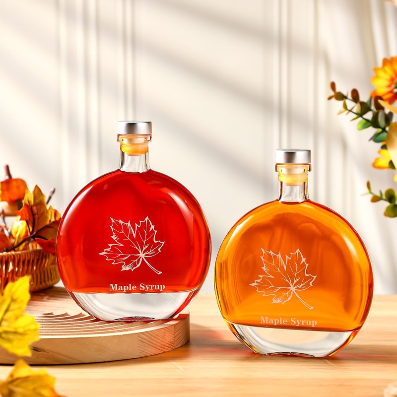 Maxdot 12 Pcs Glass Maple Syrup Bottles Clear Reusable Glass