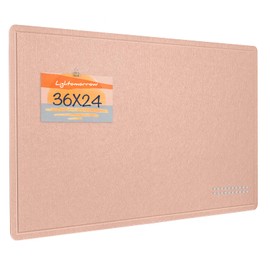 Lightomorrow Bulletin Board, 36 x 24 inches Felt Board - Decorative Pin Board, Cork Board Alternative for Wall, 3' x 2' Foldable Self-Adhesive Vision Board Prayer Board with 20 Pushpins - Mauvey Pink