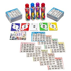 Home Bingo Game Set - 100 Paper Bingo Cards per Color - 9 Colors - 900 Bingo Cards in Total - 4 Dab-O-Ink Bingo Daubers - Deck of Bingo Calling Cards