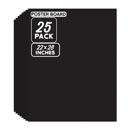 ArtSkills Large Black Poster Board, 22” x 28”, Bulk Poster Boards for Classrooms, Sign Making & Science Fair Board Supplies, 25-Pack