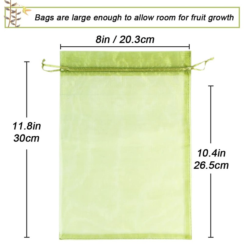 100pcs Fruit Protection Bags 8x12 inch, Green Netting Cover Bags
