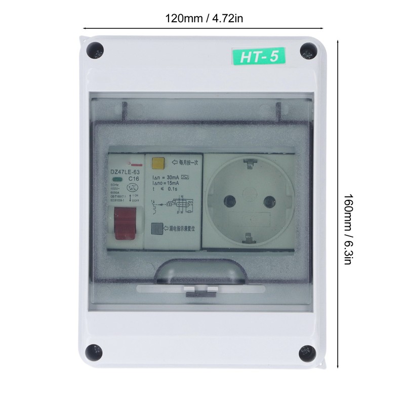 Circuit Breaker Box Waterproof 2 Holes EU Socket 250VAC Power