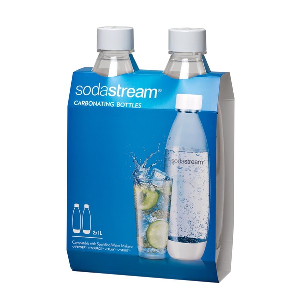 SodaStream 1 L White Fuse Bottles Twin Pack