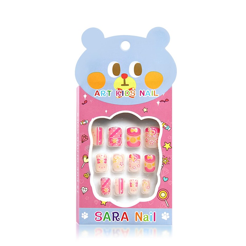 144 x Kids False Nails Pre-Glued 12 Individual Boxes Cute