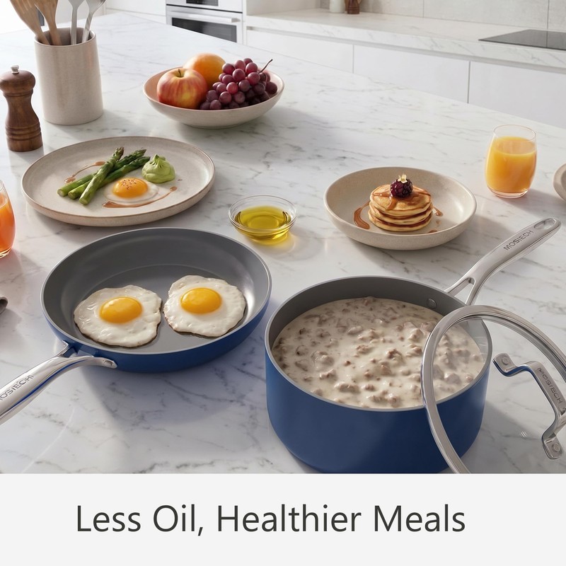 7 Piece Ceramic Cookware Set, Nonstick Pots and Pans Set