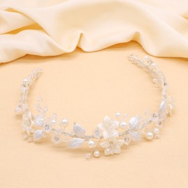 Oriamour Wedding Headbands For Women Bridal Headpieces For Bride Flower Silver Hair Accessories For Party