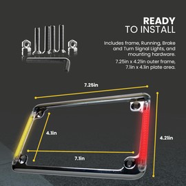 Radiantz Motorcycle License Plate Frame - Real Flex Integratorz 2 Plate Frame with Running, Brake and Turn Signal LEDs - Durable 6-Inch License Plate Frame - Stylish and Sleek Design - Chrome Finish