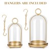 Versatile Metal Candle Holder Set with Handmade Glass Dome,Antique Brass