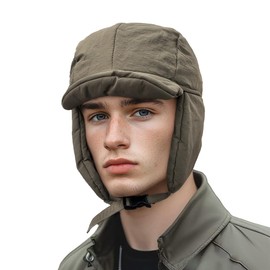 Clakllie Warm Winter Aviator Visor Hat Snowboard Ear Flaps Men Bomber Baseball Cap Trooper Trapper Hunting Hat Unisex Waterproof Ushanka Caps Chin Strap Cold Weather Outdoor Coffee