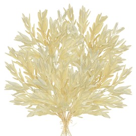 Arborus 5 Stems Artificial Fall Greenery – 14.6" Olive Leaf Stems for Autumn Floral Arrangements, Thanksgiving Centerpieces, Fall Decor Bouquets, Soft Cream