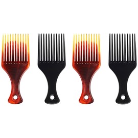 4 Pieces Combs, Anti-Static Comb, Retro Comb, Wide Toothed Comb Styling Tool, Easy to Comb and Style, Suitable for Styling Natural Curly Hair (Brown + Black)