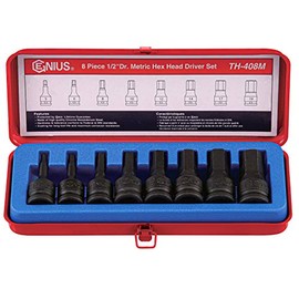 Genius Tools 8PC 1/2" Dr. Metric Hex Impact Bit Socket Set (CR-Mo) - TH-408M