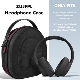 ZUJFPL EVA Hard Shell Case for JBL TUN 670NC/520BT/770NC/720BT and JBL Live 670NC/770NC Wireless Headphones, Premium Travel Protective Headphone Storage Bag - Black