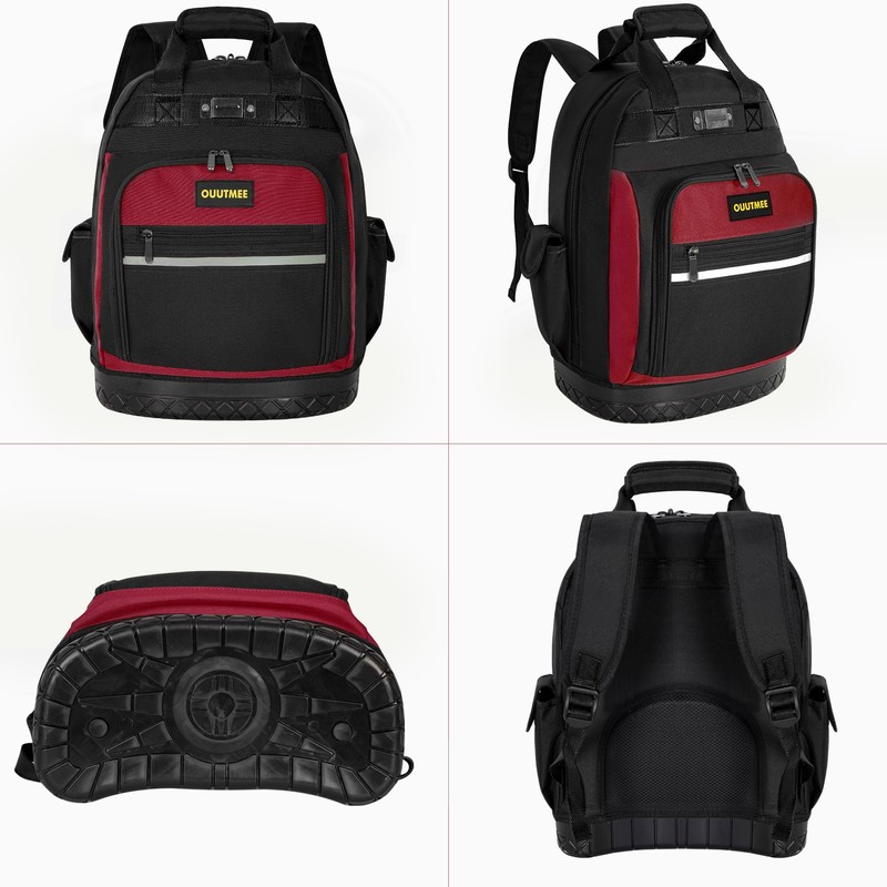 OUUTMEE Tool Backpack, Work Tool Bag with Multi-Use Pockets