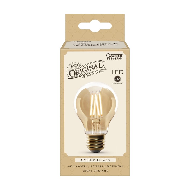 Feit Electric Vintage Exposed Filament Smoke Glass LED AT19 with