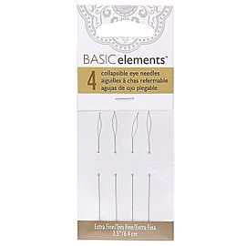 The Beadsmith Basic Elements Foldable Eye Pins - 2.5" Long - Flexible Twisted Wire - Large Eyelet, Easy Thread - 4 Extra Fine Needles