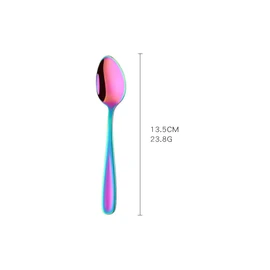 BISDARUN 8-Piece Stainless Steel Coffee Spoon, Rainbow Teaspoon, Dessert Spoon, Mini Spoon, 13.5 cm / 5.3 Inch