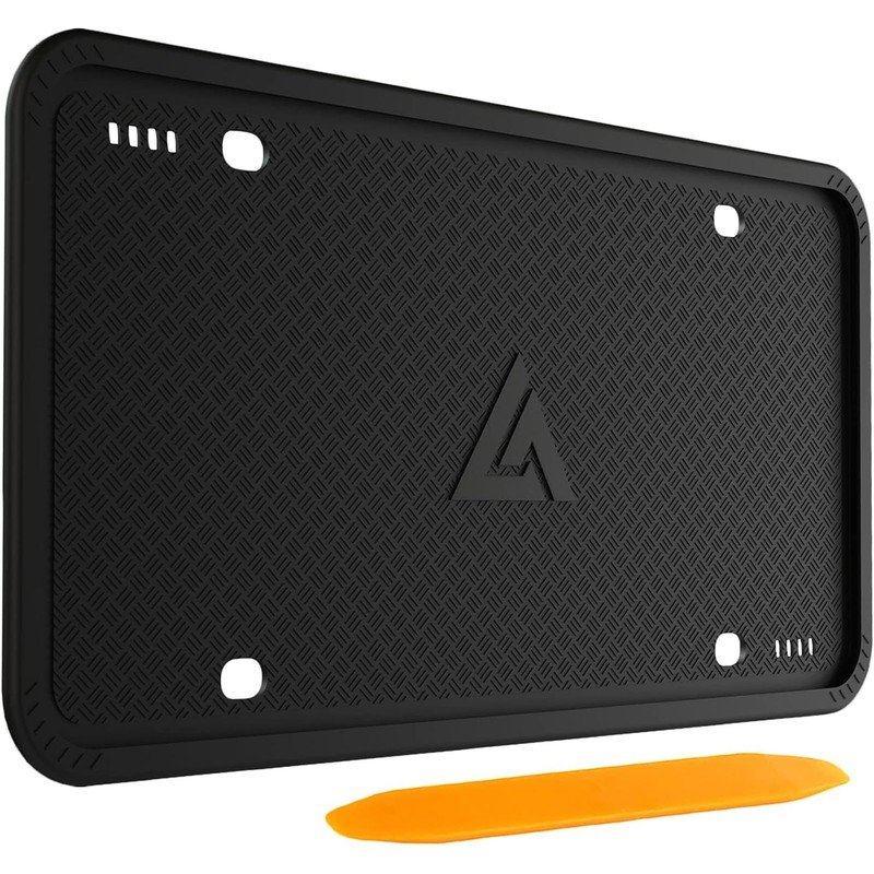 Aujen Silicone License Plate Frames Black, 1 Pack Car License